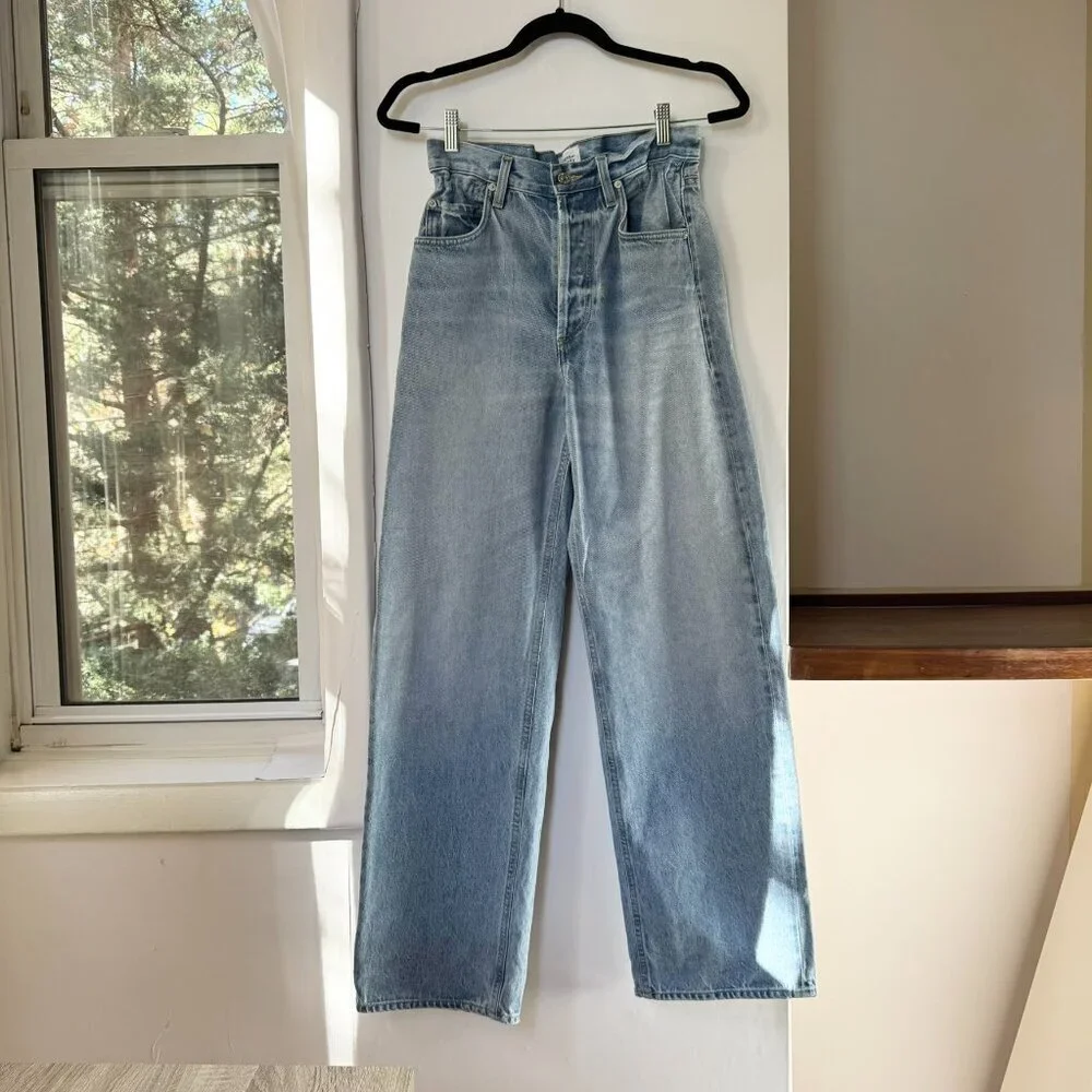 Citizens of Humanity Gwendoline Scrunch Wide Leg Jeans Dakota Blue 24